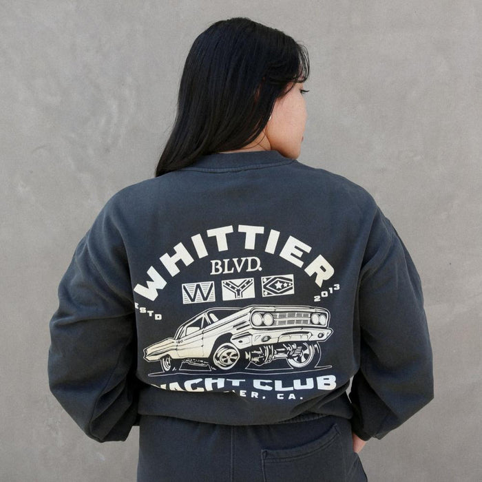 Heavy Faded Whittier Yacht Club Nautical Flag Crewneck