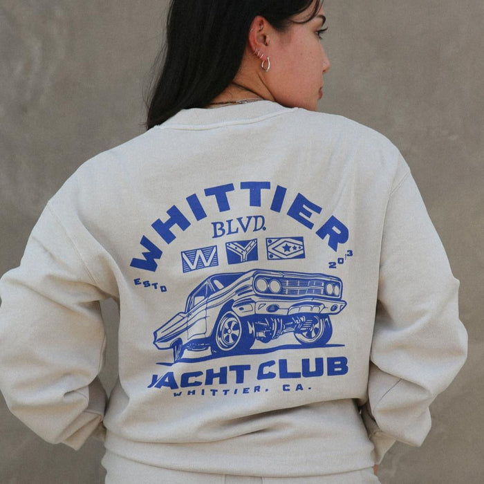 Heavy Faded Whittier Yacht Club Nautical Flag Crewneck