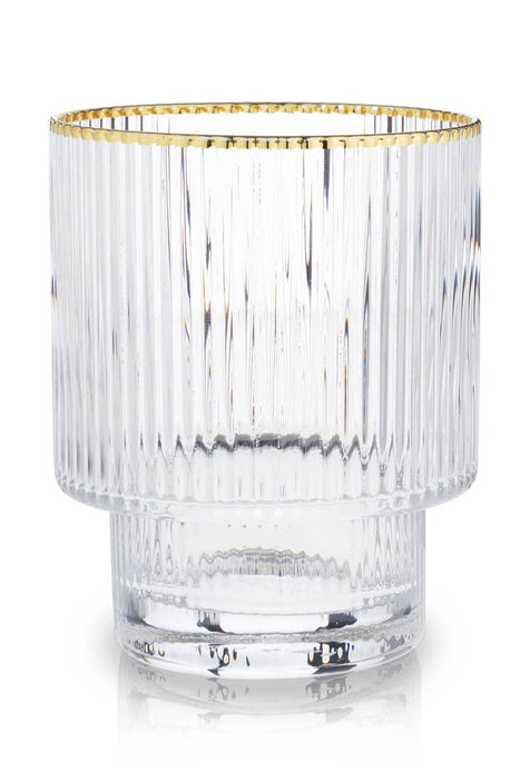 Deco Meridian Gold-Rimmed Crystal Tumblers