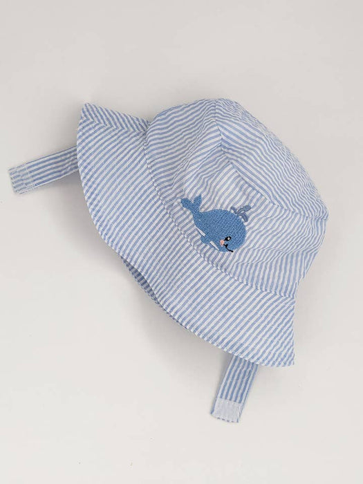 Whale Blue Seersucker Bucket Hat Baby & Toddler