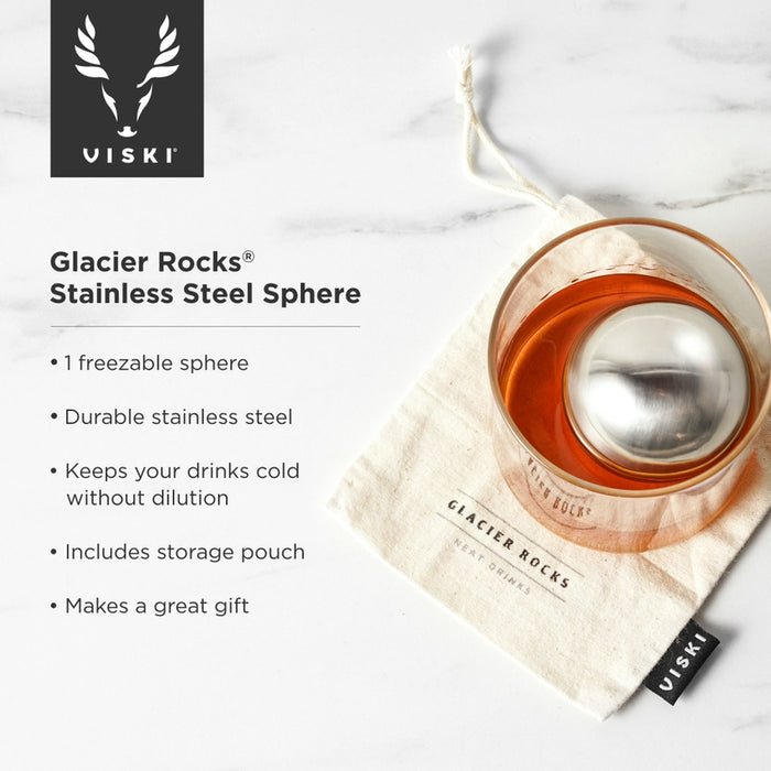 Glacier Rocks Large Stainless Steel Whiskey Ball - LOCAL FIXTURE