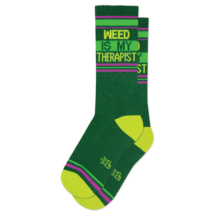 Weed Is My Therapist Gym Crew Socks