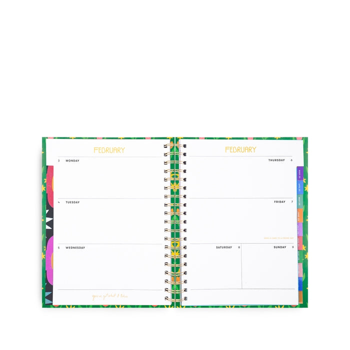 12 Month Soft Cover Large Planner | Green Tulips - CLEARANCE