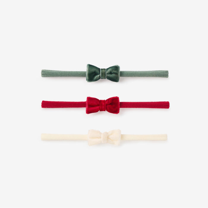 Holiday Velvet Bow Headband Set 3Pk