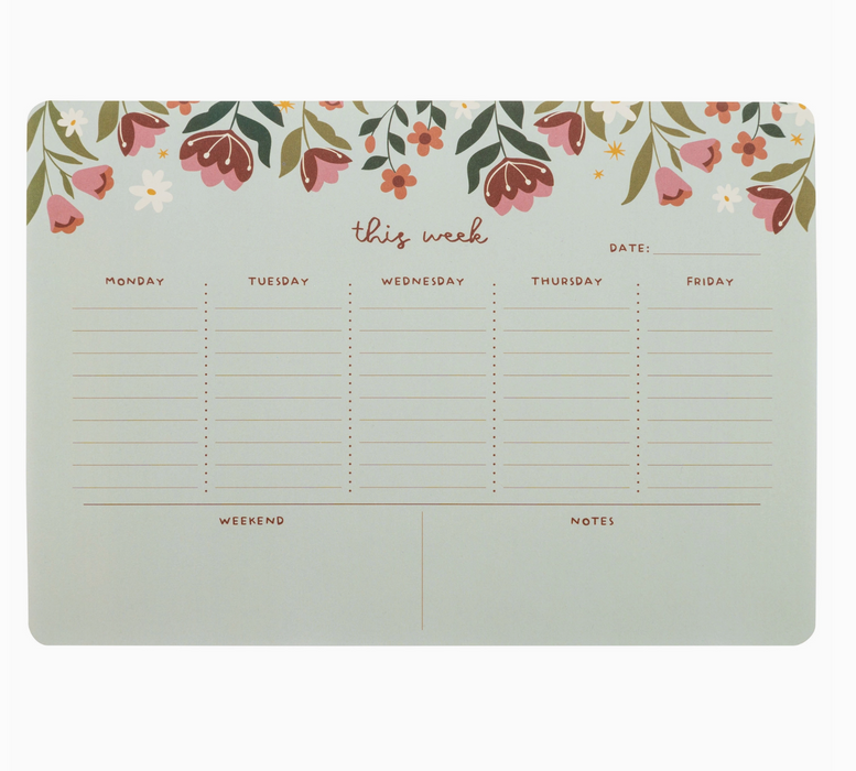 Weekly Desk Pad | Red Floral