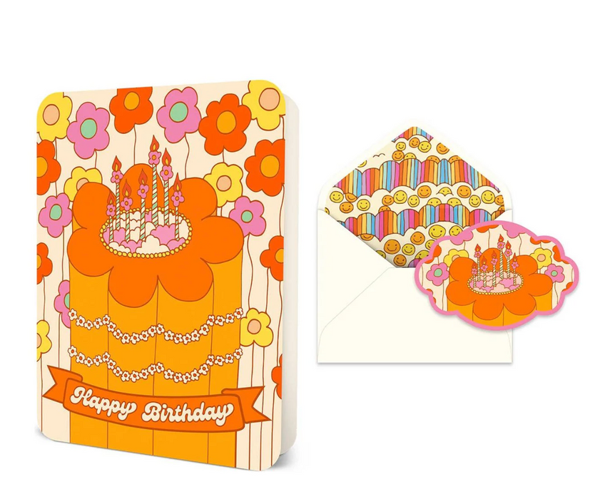 Blooming Birthday Cake Deluxe Greeting Card