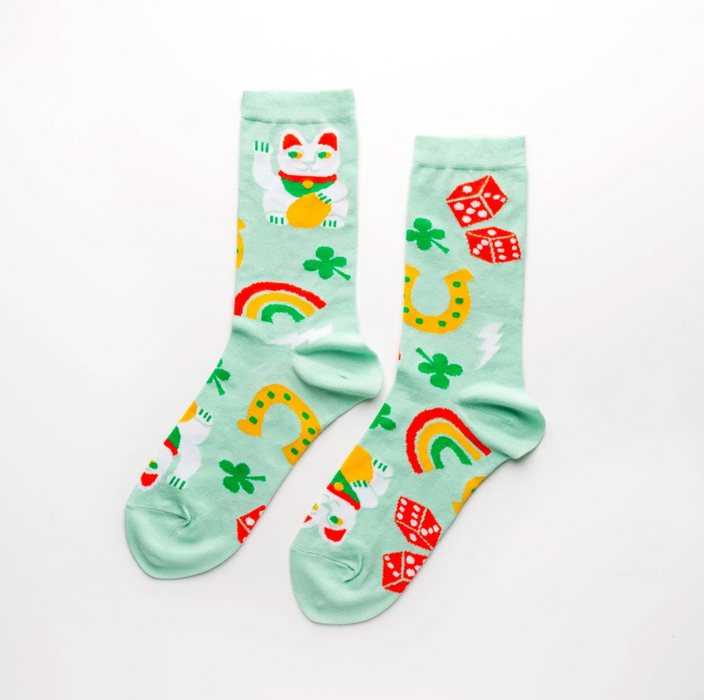 Lucky Cat & Clover Crew Socks