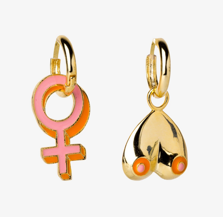 Feminist Female Boobs Hoop Earrings