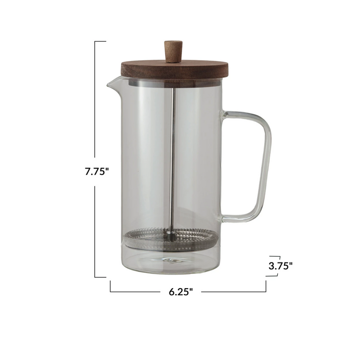 36 oz. French Press Coffee Maker w/ Acacia Wood Lid