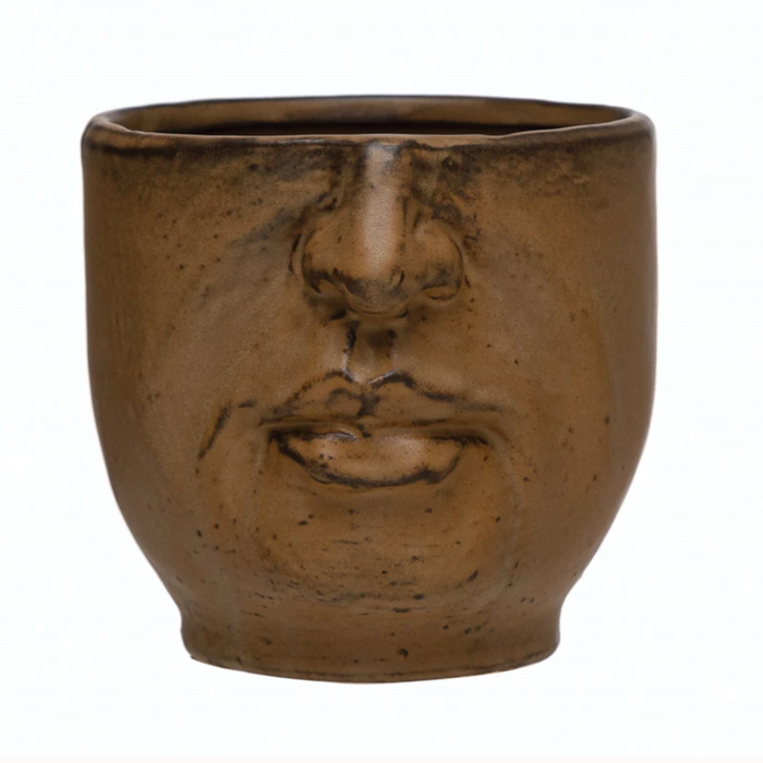 Stoneware Planter with Face