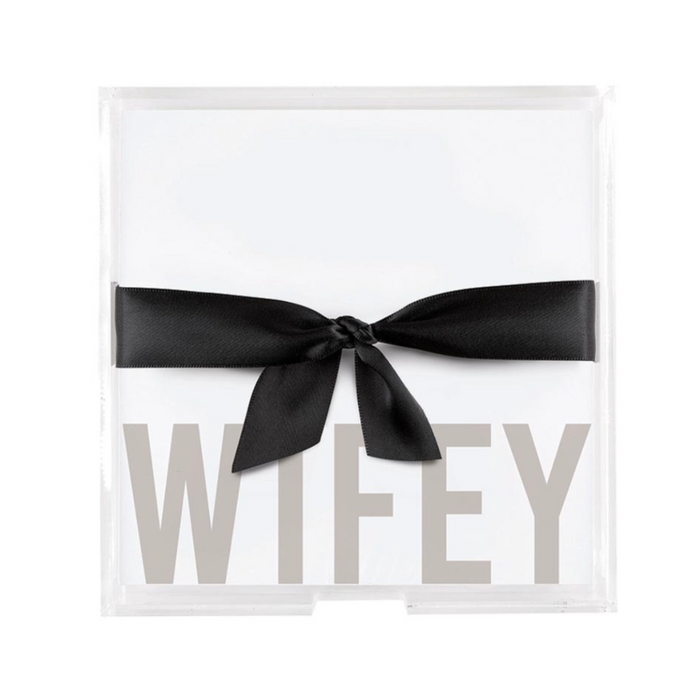 Square Notepaper in Acrylic Tray - Wifey Square Notepaper with Acrylic Tray - Wifey