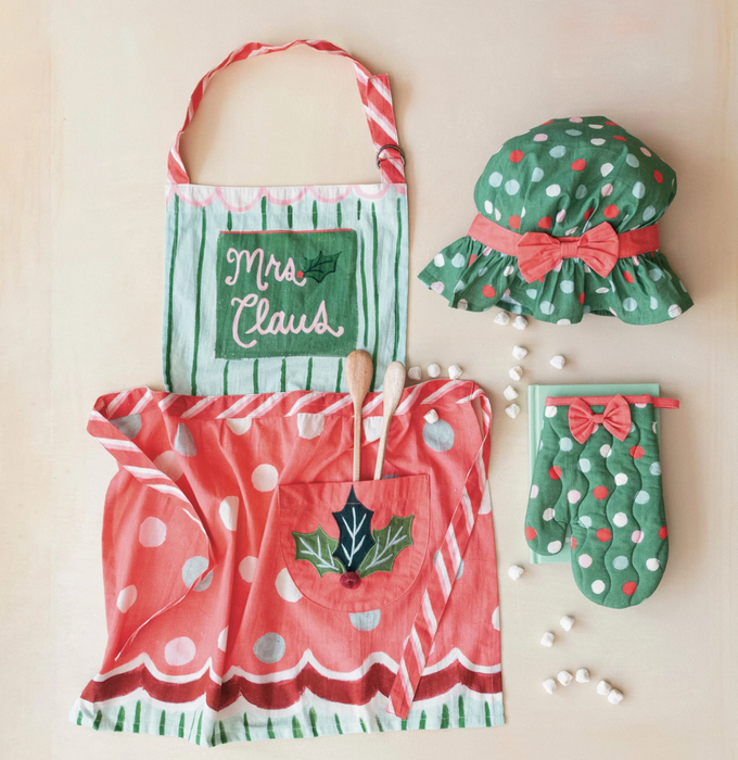 Children's Apron, Chef Hat & Hot Mitt | Mrs.Claus Christmas