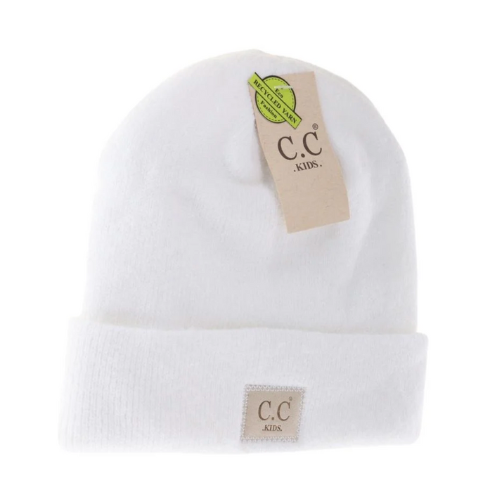 Kids Soft Ribbed Leather Patch C.C. Beanie