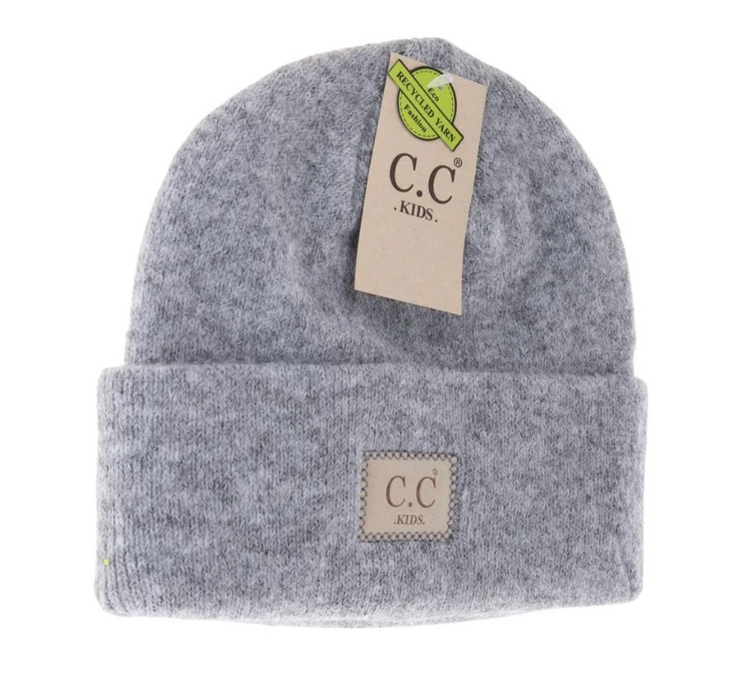 Kids Soft Ribbed Leather Patch C.C. Beanie