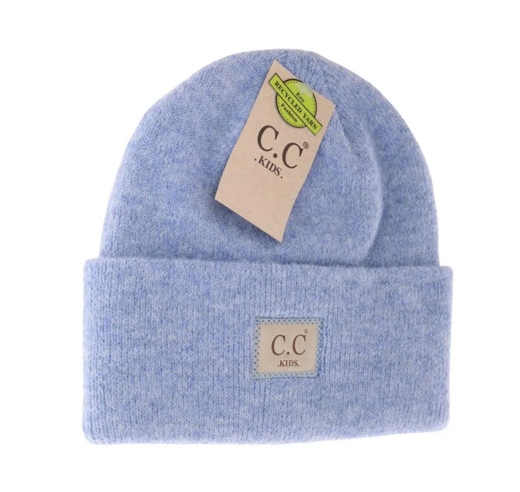 Kids Soft Ribbed Leather Patch C.C. Beanie