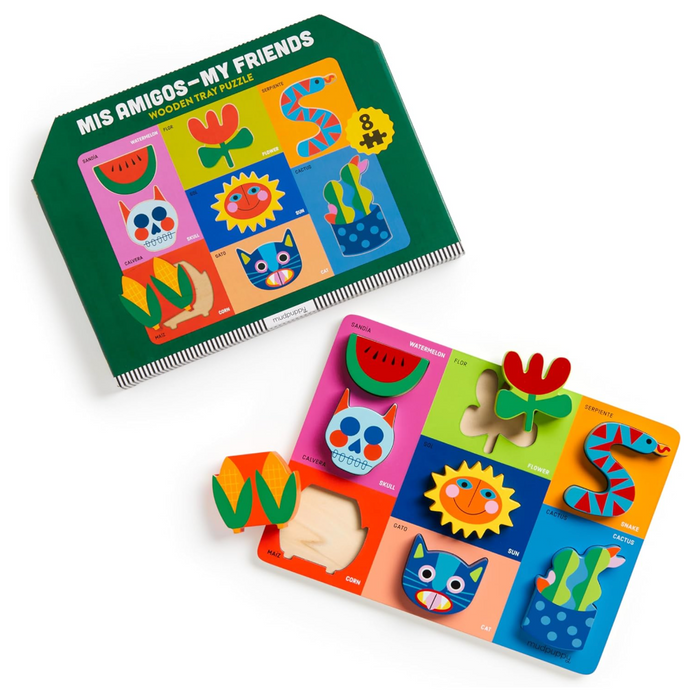 Mudpuppy Mis Amigos-My Friends Wooden Tray Puzzle