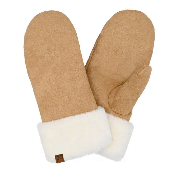 Suede C.C Mitten with Faux Fur Cuff