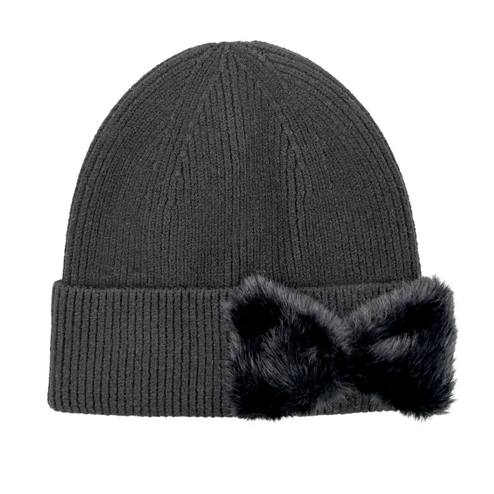 Faux Fur Ribbon C.C Beanie