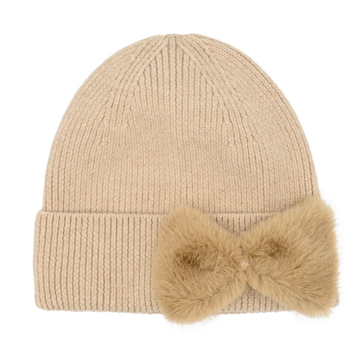 Faux Fur Ribbon C.C Beanie