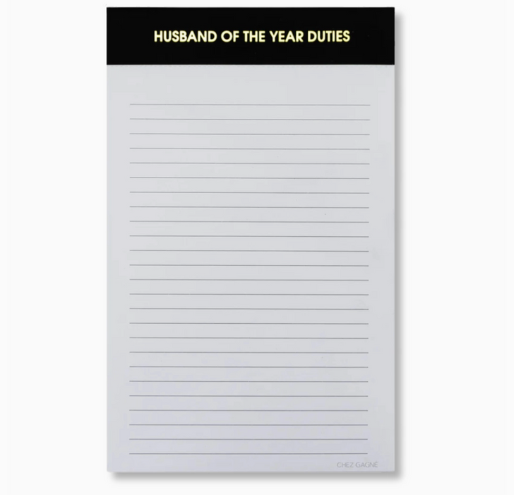 Husband of the Year Duties Lined Notepad | Black