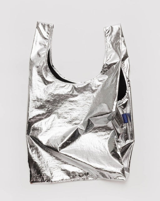 BAGGU TRAVEL Metallic Silver Standard Baggu