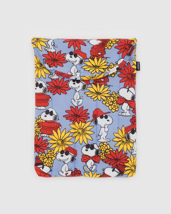 Puffy Laptop Sleeve 13"/14" - Floral Snoopy