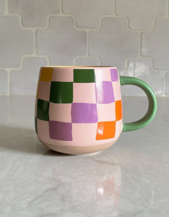 IDLEWILD CO. MUGS Rainbow Checks Ceramic Mug