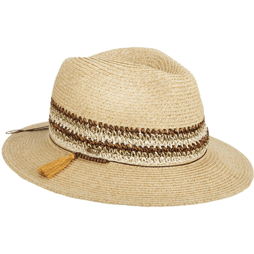 LF ACCESSORIES HATS Natural Kallina Fedora w/Mixed Colors Band