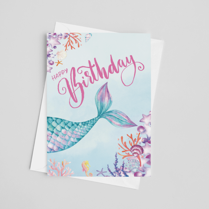 Happy Birthday Mermaid Tail Greeting Card