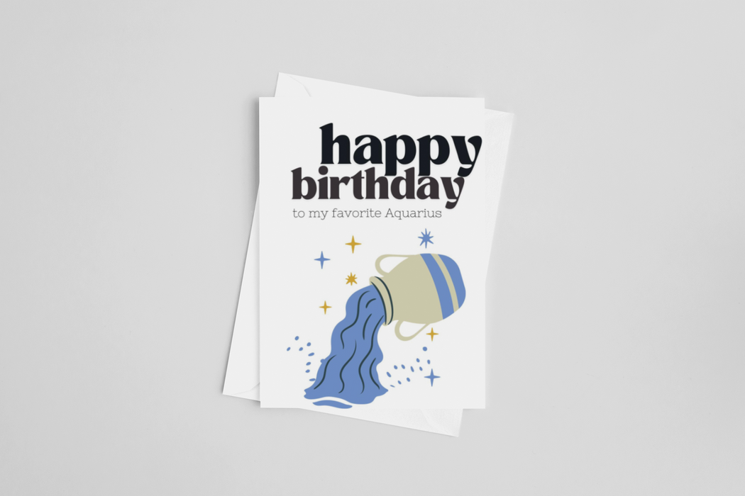 Happy Birthday Aquarius Zodiac Greeting Card