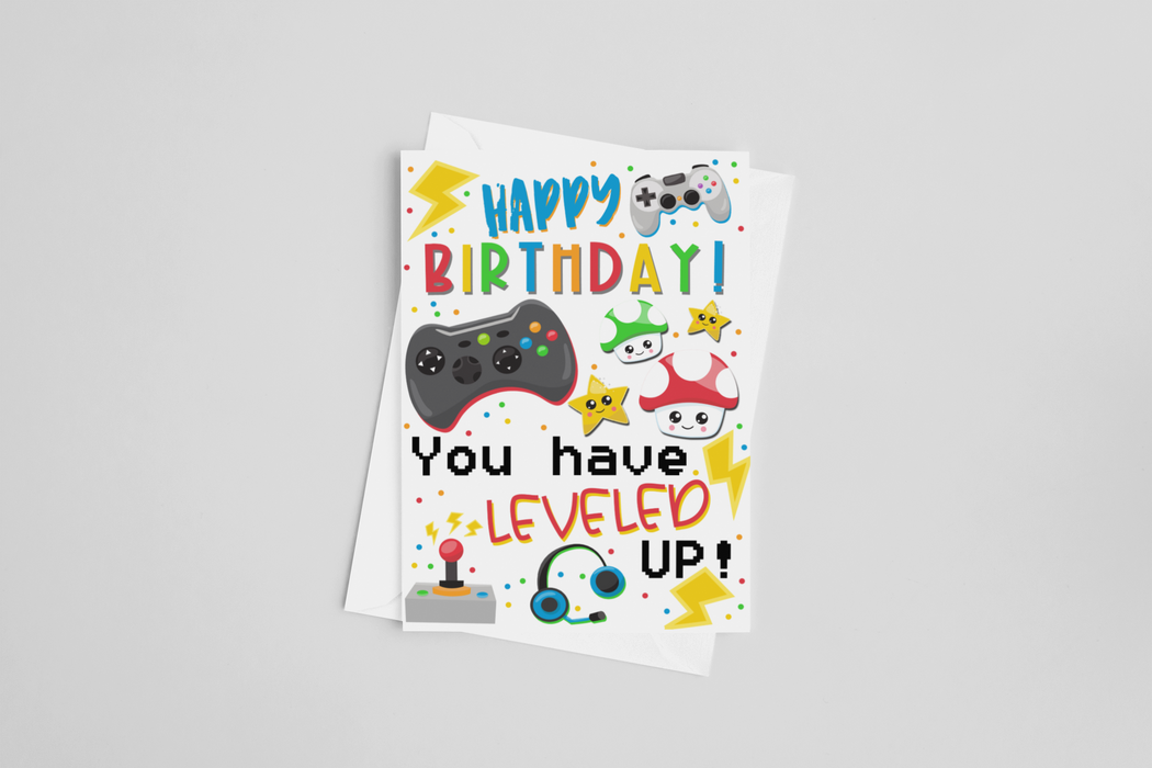 Happy Birthday You Have Leveled Up Greeting Card