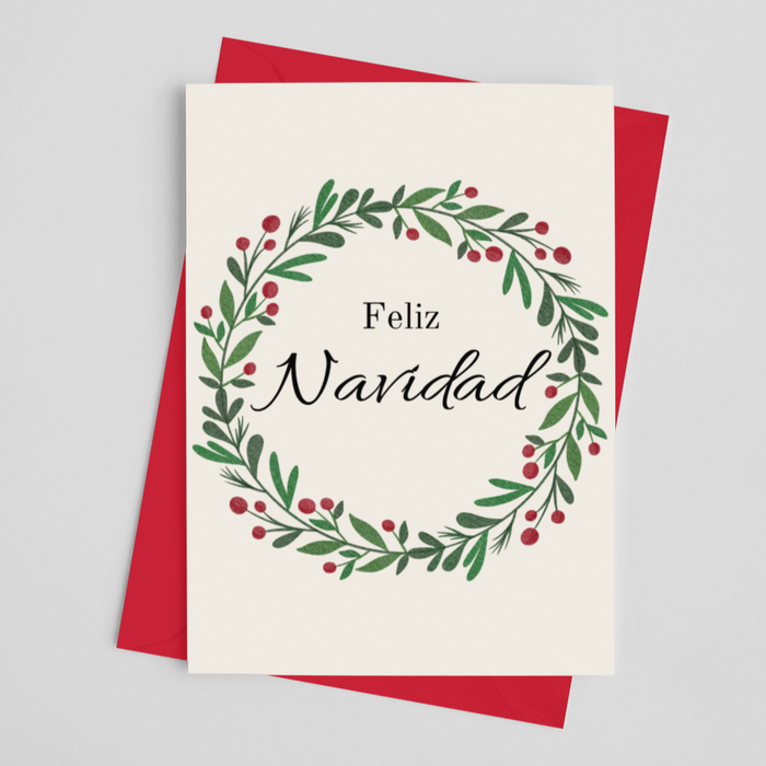 Feliz Navidad Wreath Greeting Card