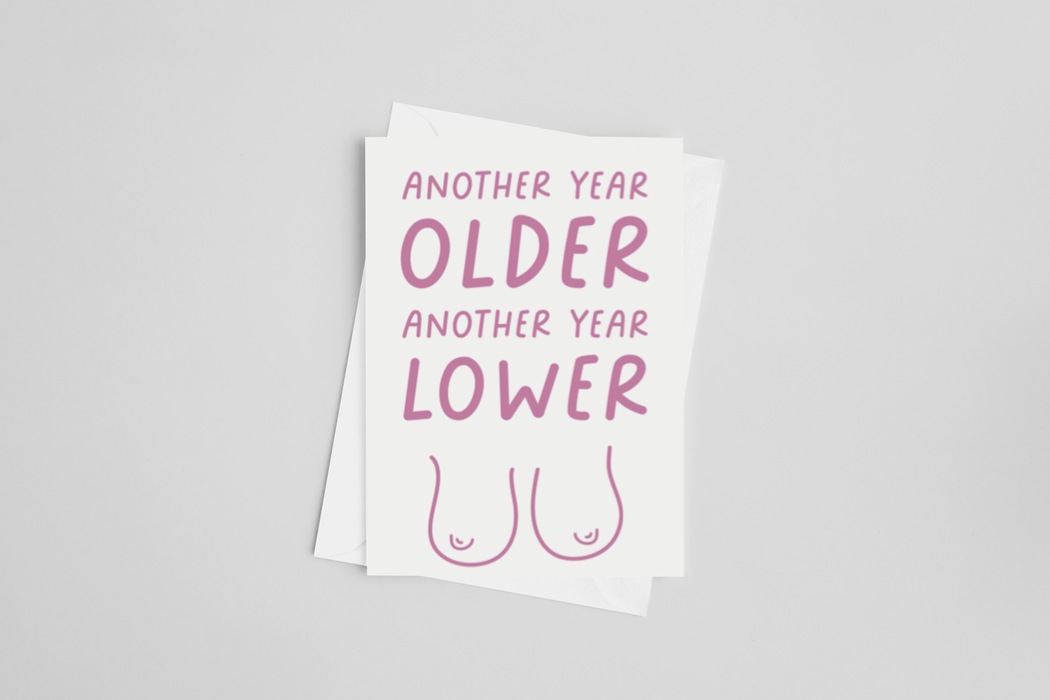 Another Year Older Boobies Greeting Card