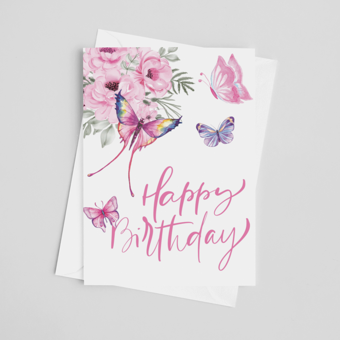 Happy Birthday Butterflies in Spring Greeting Card