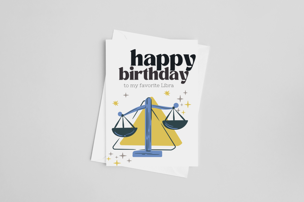 Happy Birthday Libra Zodiac Greeting Card