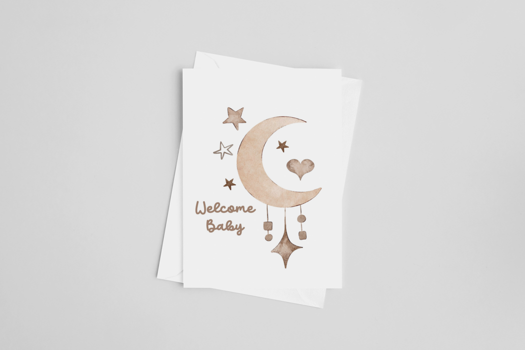 Welcome Baby Moonlight Greeting Card