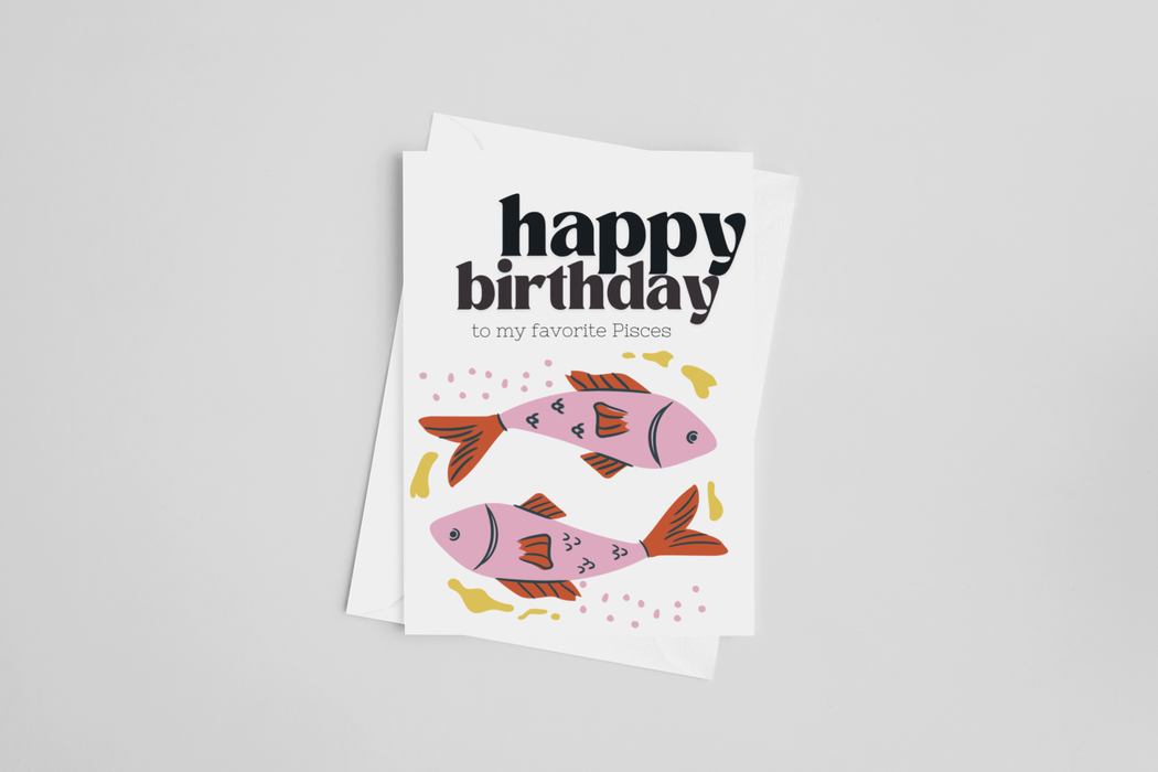 Happy Birthday Pisces Zodiac Greeting Card