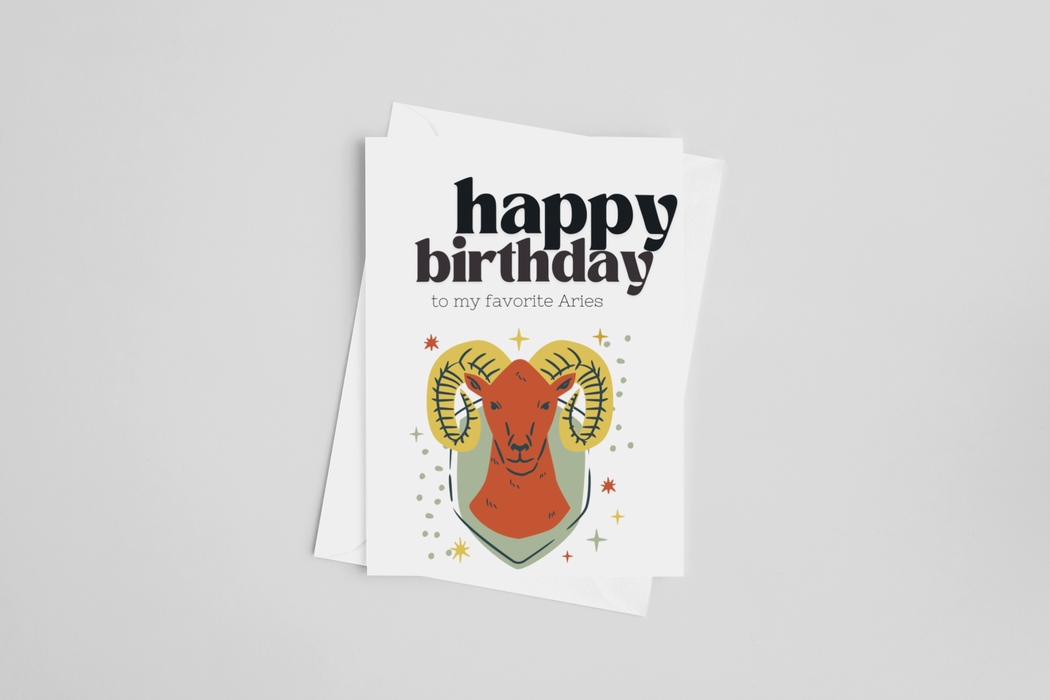 Happy Birthday Aries Zodiac Greeting Card