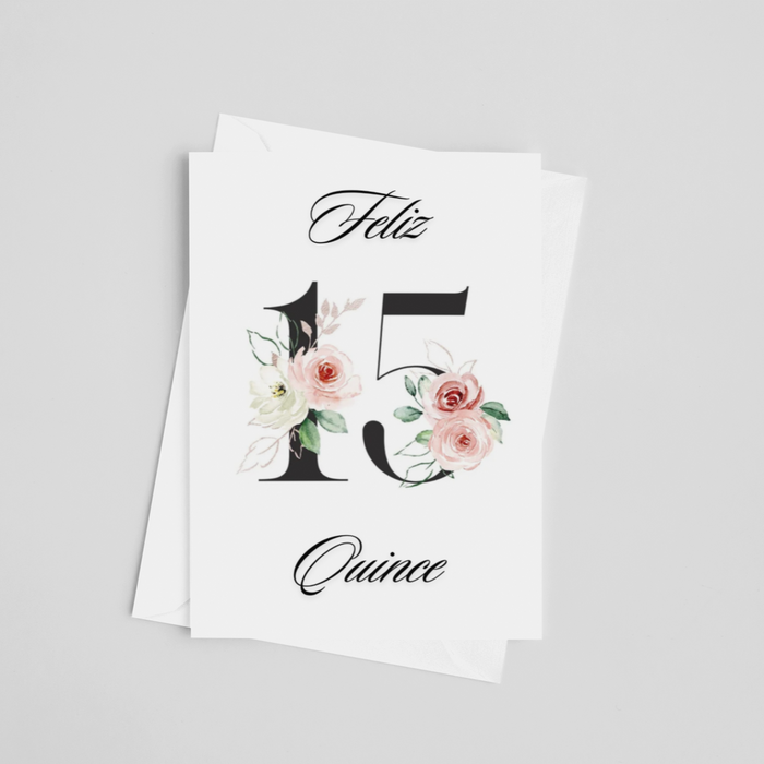 Floral Quiñce Greeting Card