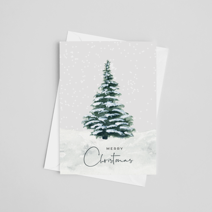 Merry Christmas Snow Tree Greeting Card