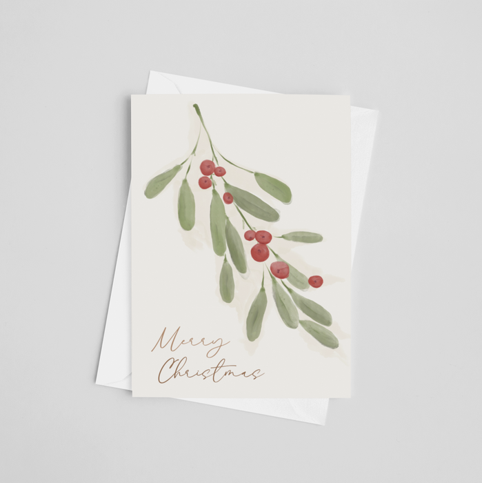 Merry Christmas Cranberry Greeting Card