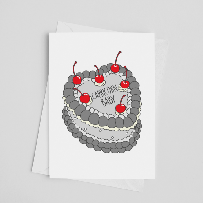 Capricorn Zodiac Cake Birthday Greeting Card