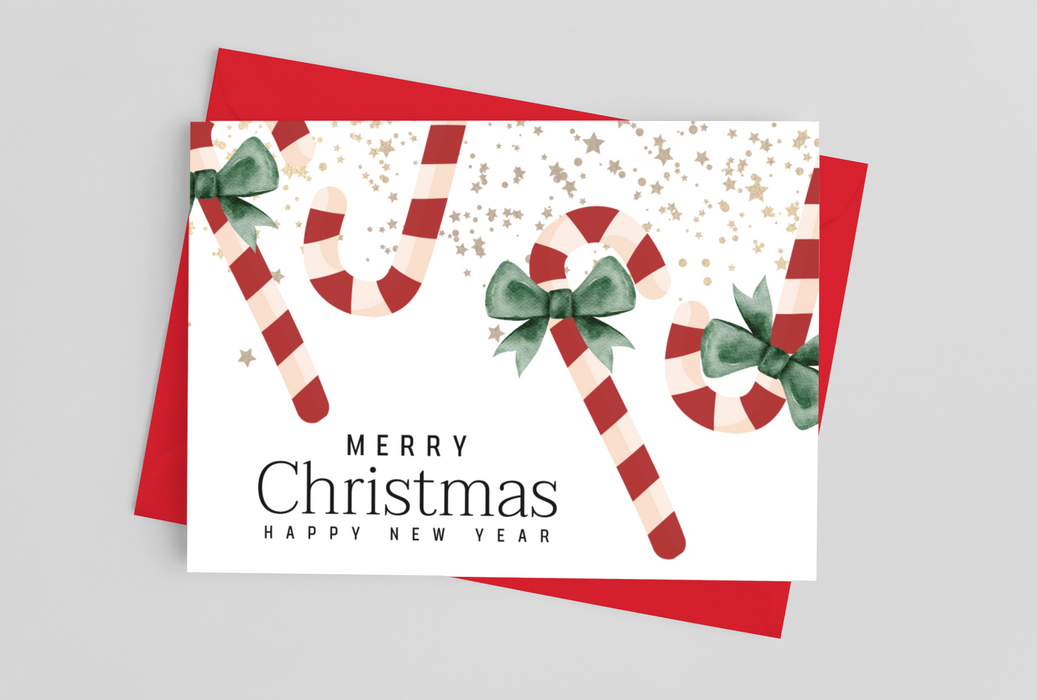 Candy Cane Christmas Greeting Card