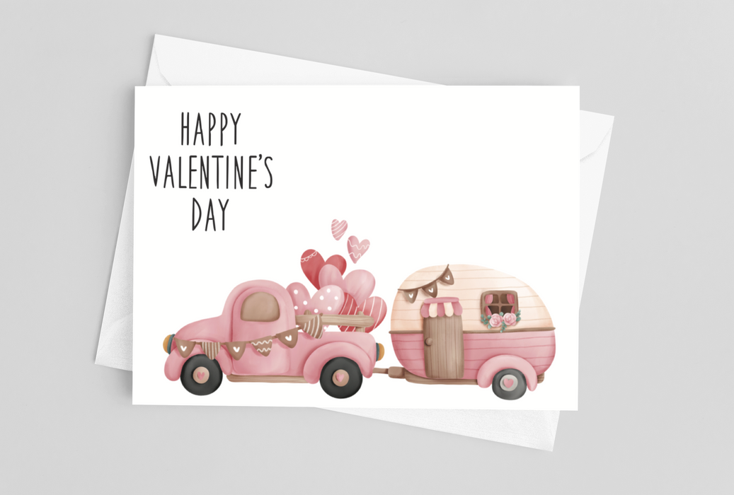 Pink Camper - Valentine's Greeting Card