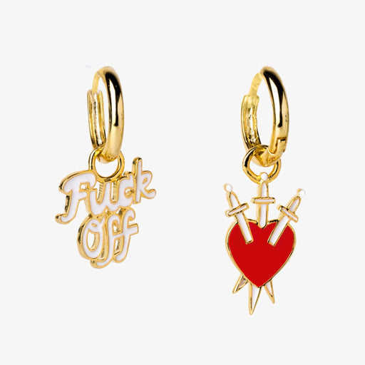 YELLOW OWL WORKSHOP ACCESSORIES F*ck Off & Heart Hoop Earrings