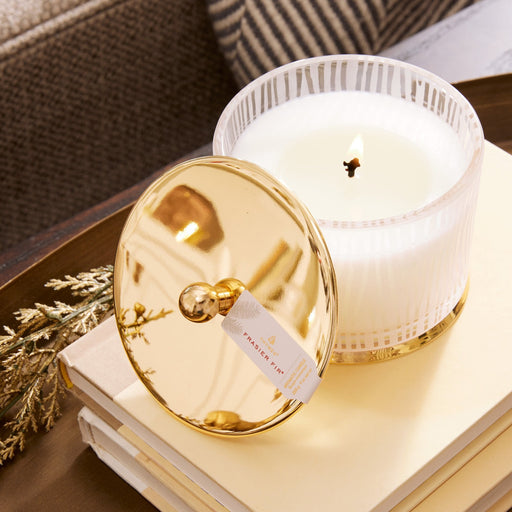 THYMES CANDLE Frasier Fir | Gilded Frosted Wood Grain Candle